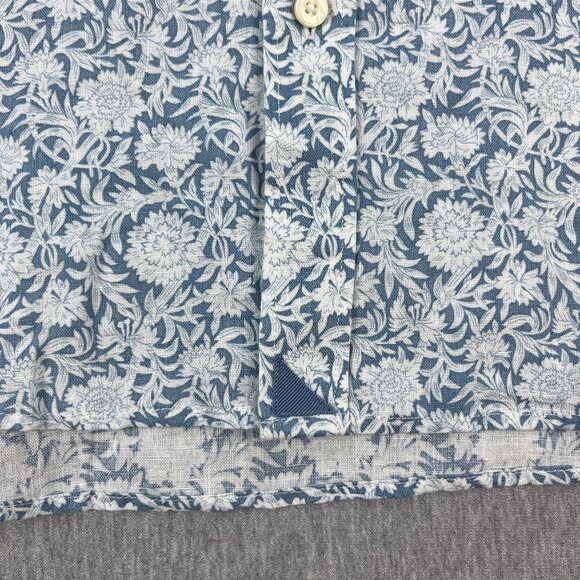 UNTUCKit Shirt Mens 3XL 100% Linen Blue Floral Short Sleeve Button-Up Tropic - Picture 4 of 9